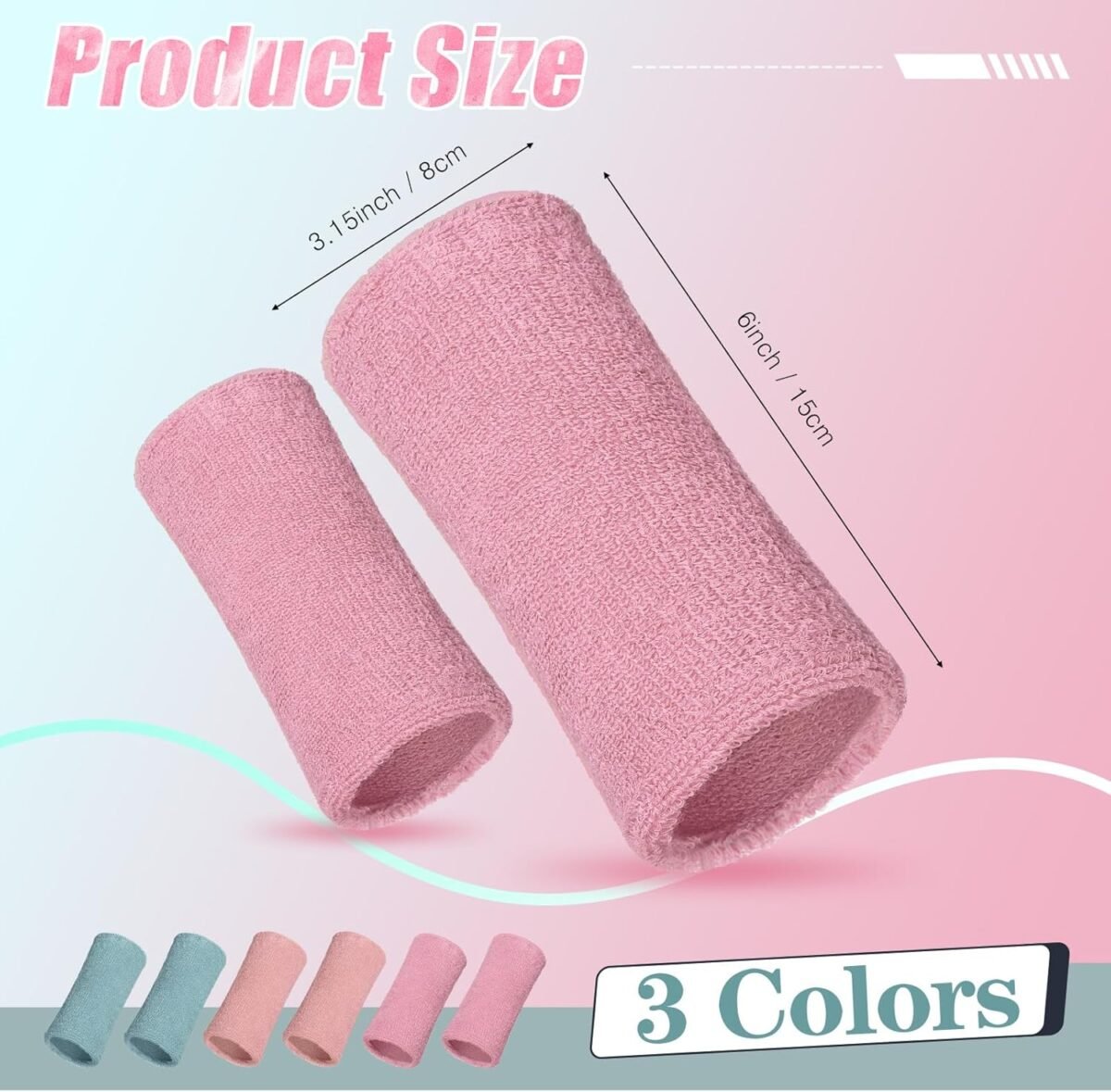 6 Inch Wrist Sweat Bands for Men Women Tennis Elastic Athletic Long Sweatband Wrist Absorbent for Basketball Tennis Running Outdoor Activity - Image 2