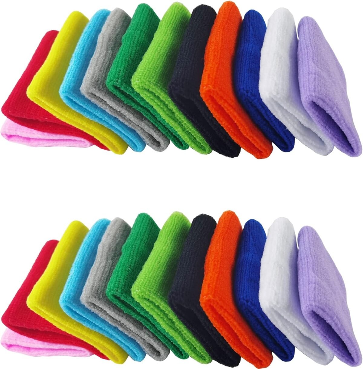 24PCS Colorful Sports Wristbands Cotton Sweatband Wristbands Wrist Sweatbands Wrist Sweat Bands for for Men and Women, Good for Tennis, Basketball, Running, Gym, Working Out (12Pair) - Image 1