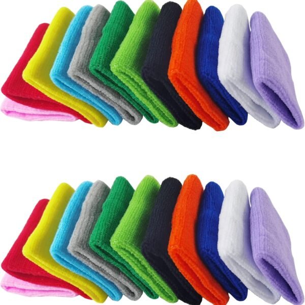 24PCS Colorful Sports Wristbands Cotton Sweatband Wristbands Wrist Sweatbands Wrist Sweat Bands for for Men and Women, Good for Tennis, Basketball, Running, Gym, Working Out (12Pair)