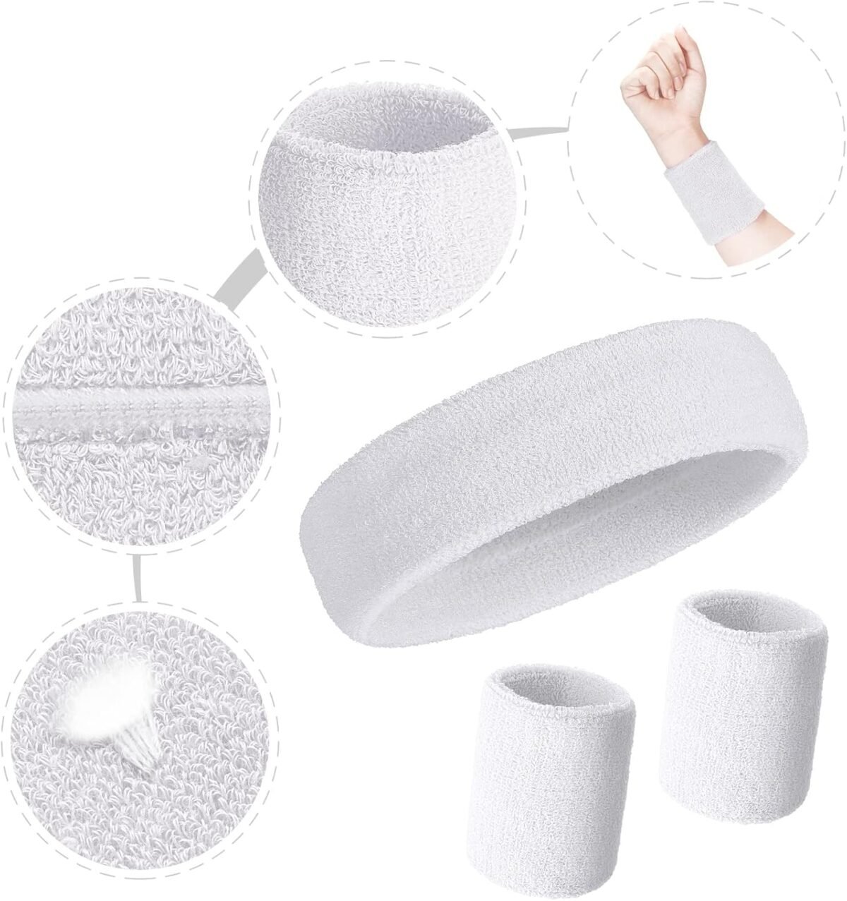 6 Pcs Neon Sports Sweatbands Set Paris Sports Competitions Sweatbands 2 Headband 4 Wristbands Breathable Terry Cloth Athletic Bands for Basketball Tennis Costumes Cosplay - Image 2