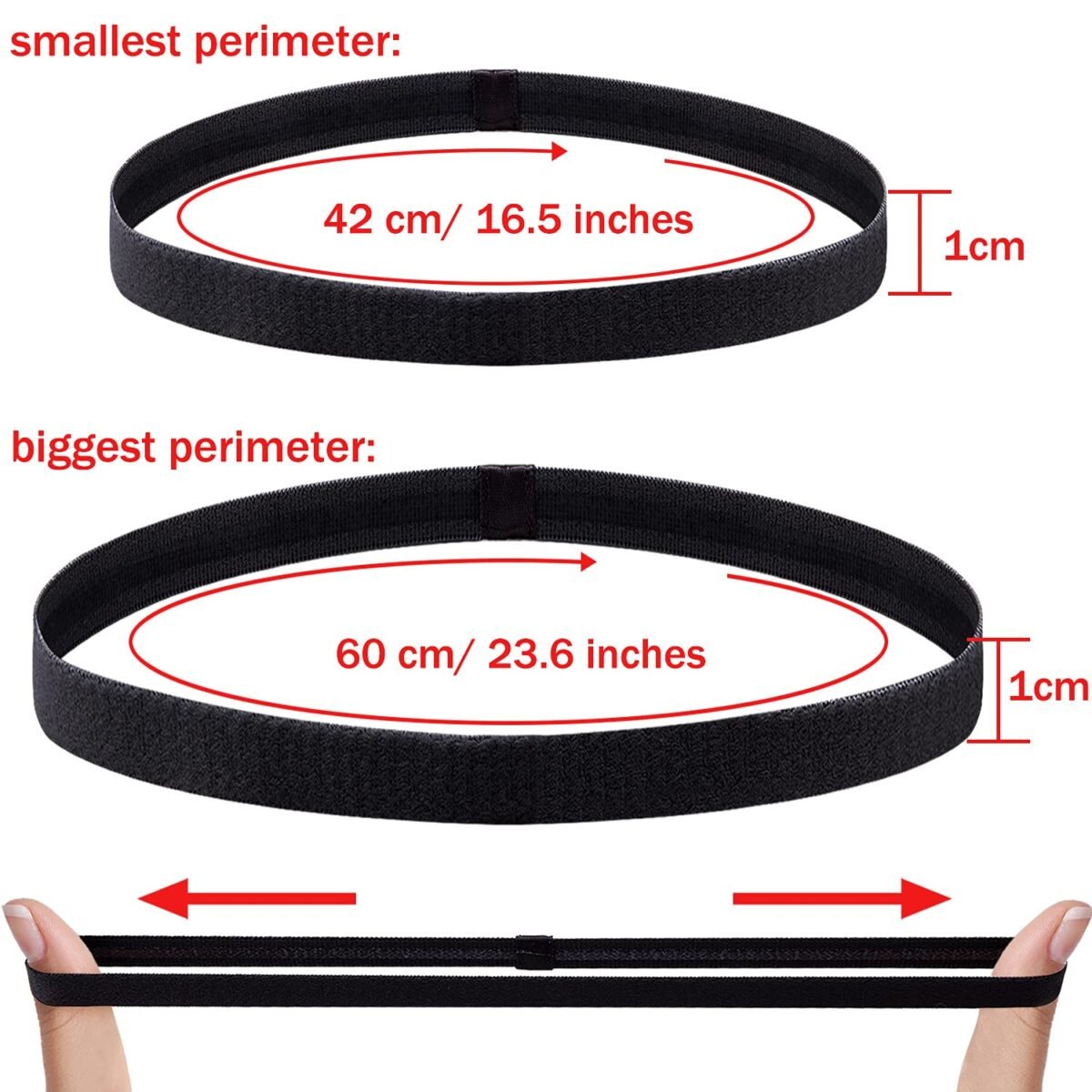 20-Piece Elastic Non-Slip Sweat Headbands - Thin Elastic for Women, Men & Girls - Image 2