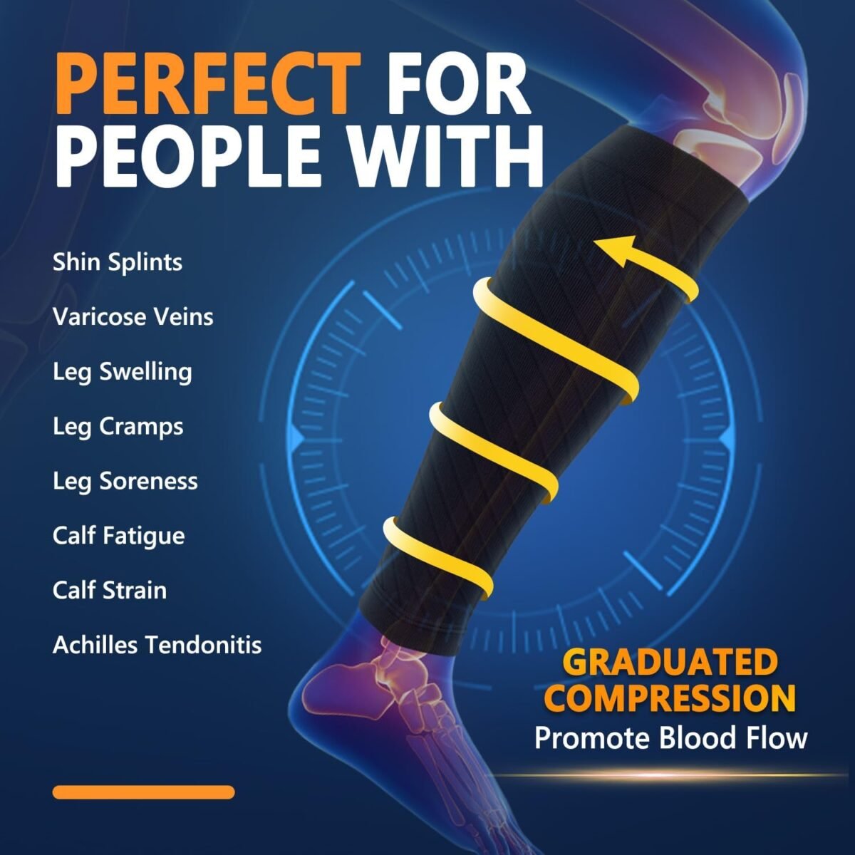 3 Pairs Calf Compression Sleeves for Women Men, Leg Compression Sleeve Calf Brace for Support Running Shin Splints - Image 2