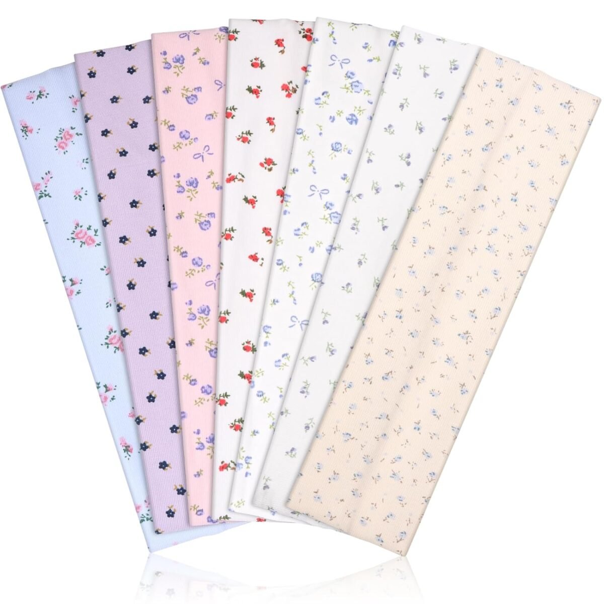 Headbands for Women, Stretchy Non Slip Soft Cotton Cloth Hair Bands for Sports, Workout, Yoga and Running, 7pcs (Pattern Color) - Image 1