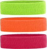 3 Pack Men & Women Sweatband Headband Terry Cloth Moisture Wicking for Sports Tennis Gym Work Out - Image 2