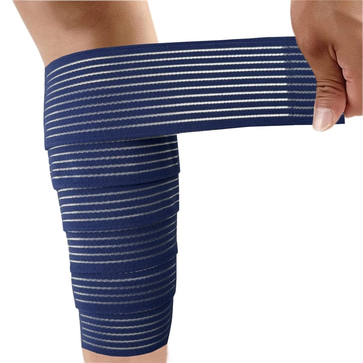 Elastic Lower Leg Calf Compression Support Bandage Sleeve Wrap for Women and Man, Shin Splint Guard for Football Runner, Basketball, Volleyball, Calf Pain Relief, Adjustable Plus Size (Blue) - Image 1