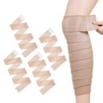 4 Pieces of Khaki Elastic Calf Compression Bandage Adjustable Leg Compression Sleeve Knee Wraps Brace Support Bands for Stabilising Ligament, Joint Pain, Sport (180 cm)