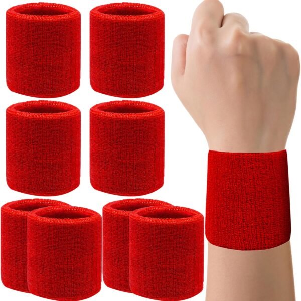 8 Pack Wrist Sweatbands Tennis Wrist Bands Absorbent Sweat Band for Men and Women, Breathable Cotton Sweatbands for Working Out, Football, Basketball, Running Athletic Sports