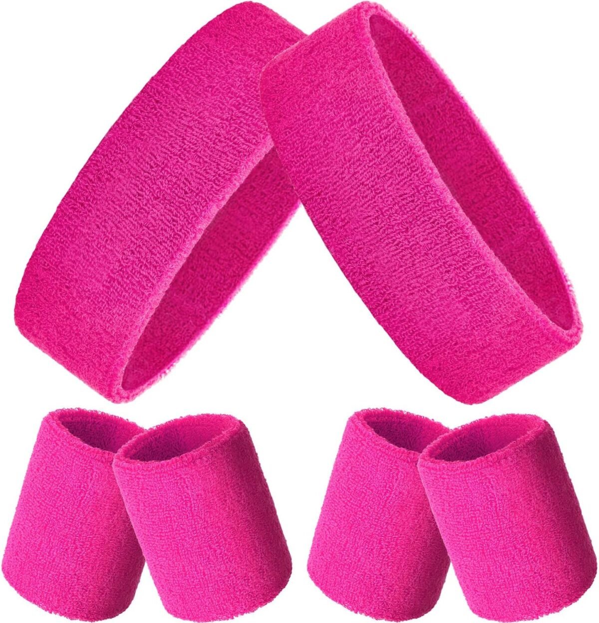 6 Pcs Neon Sports Sweatbands Set Paris Sports Competitions Sweatbands 2 Headband 4 Wristbands Breathable Terry Cloth Athletic Bands for Basketball Tennis Costumes Cosplay - Image 1