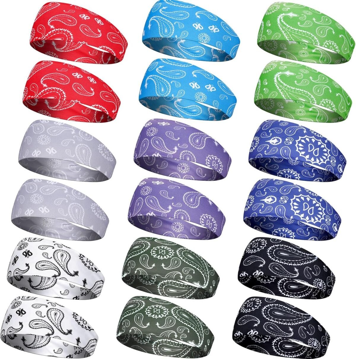 18 Pcs Sports Sweatbands for Men Women Camo Headbands Workout Non Slip Headbands Breathable Head Band Fitness Stretchy Unisex Hairband for Yoga Running Cycling Ball - Image 1