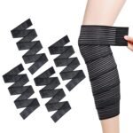 4 Pieces of Black Elastic Calf Compression Bandage Adjustable Leg Compression Sleeve Knee Wraps Brace Support Bands for Stabilising Ligament, Joint Pain, Sport (180 cm)