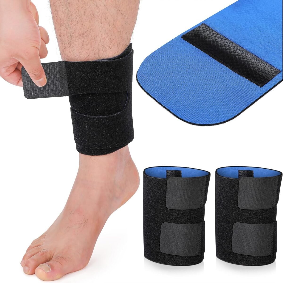 2 Pcs Shin Splint Compression Wrap Adjustable Shin Splints Brace Athletics Compression Sleeve Calf Brace for Men Women Tibial Stress Syndrome Running(Black) - Image 1