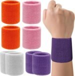 8 Pack Wrist Sweatbands Tennis Wrist Bands Absorbent Sweat Band for Men and Women, Breathable Cotton Sweatbands for Working Out, Football, Basketball, Running Athletic Sports