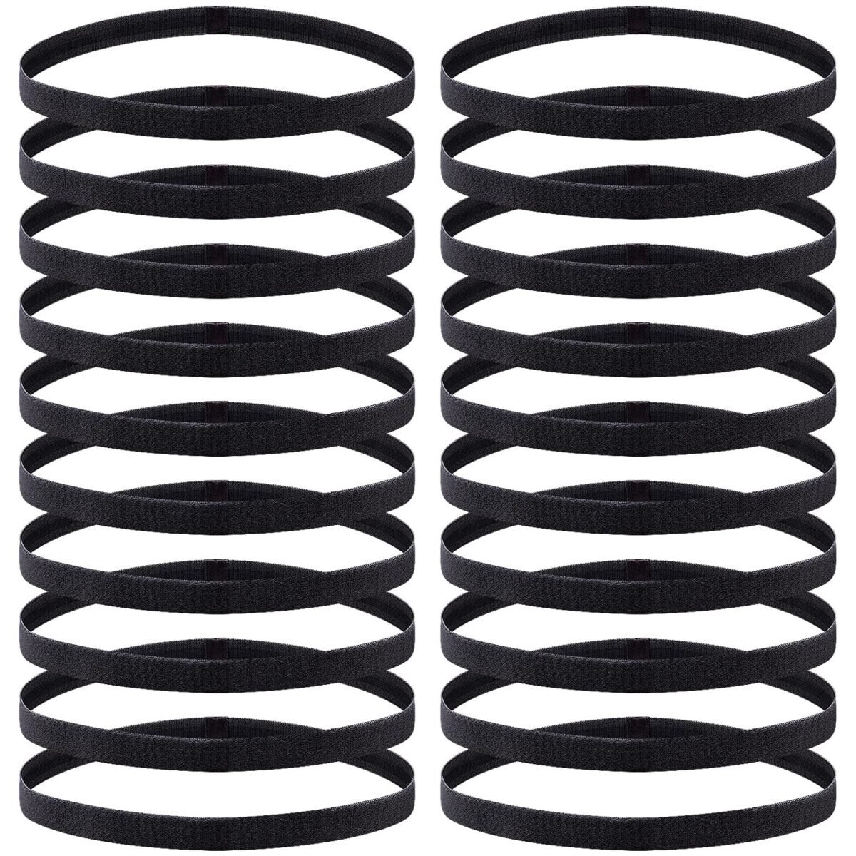 20-Piece Elastic Non-Slip Sweat Headbands - Thin Elastic for Women, Men & Girls - Image 1