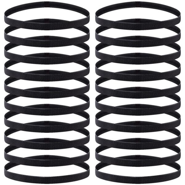 20-Piece Elastic Non-Slip Sweat Headbands - Thin Elastic for Women, Men & Girls