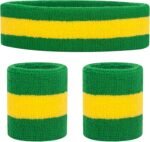 Sweatband Set Sports Headband Wristband Set Sweatbands Terry Cloth Wristband Wrist Sweatband Headbands Moisture Wicking Sweat Absorbing Head Band