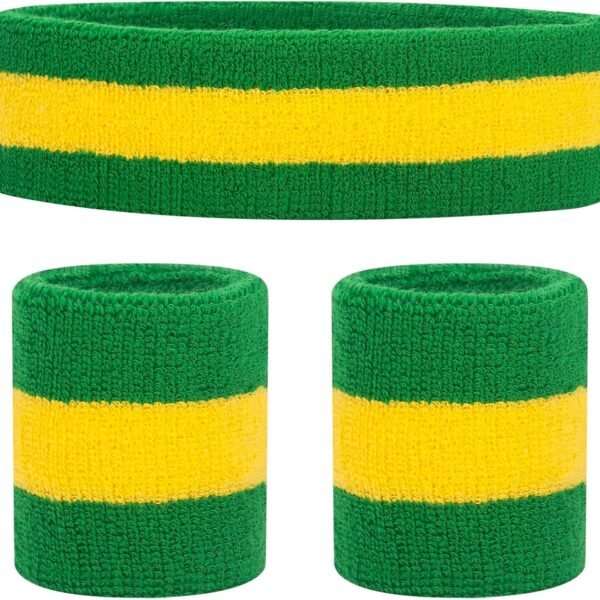 Sweatband Set Sports Headband Wristband Set Sweatbands Terry Cloth Wristband Wrist Sweatband Headbands Moisture Wicking Sweat Absorbing Head Band