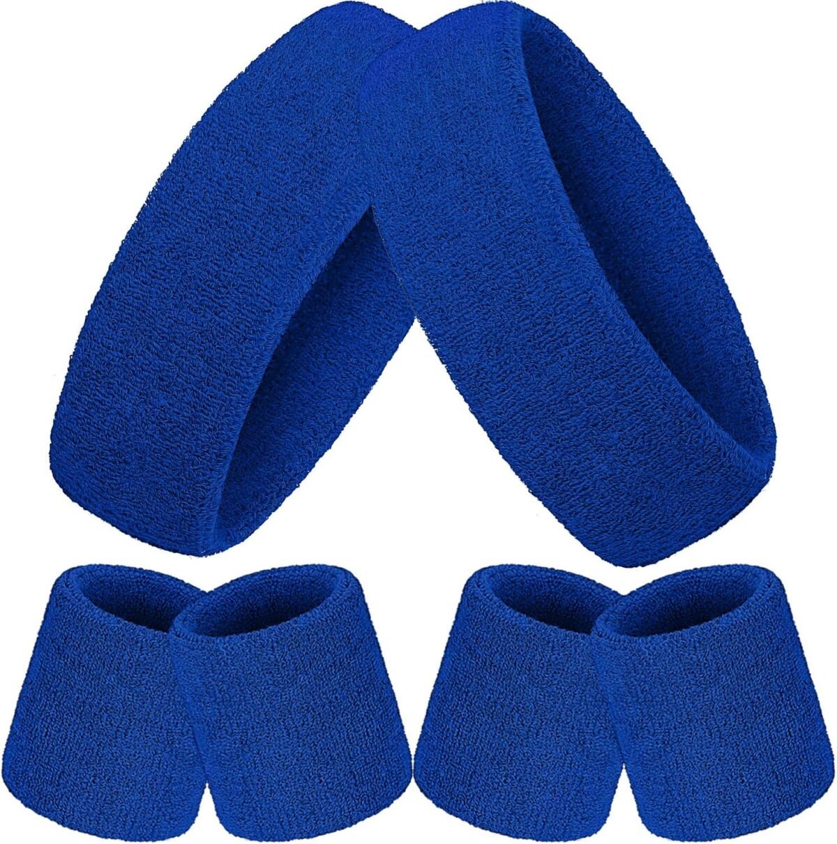 6 Pcs Neon Sports Sweatbands Set Paris Sports Competitions Sweatbands 2 Headband 4 Wristbands Breathable Terry Cloth Athletic Bands for Basketball Tennis Costumes Cosplay - Image 1