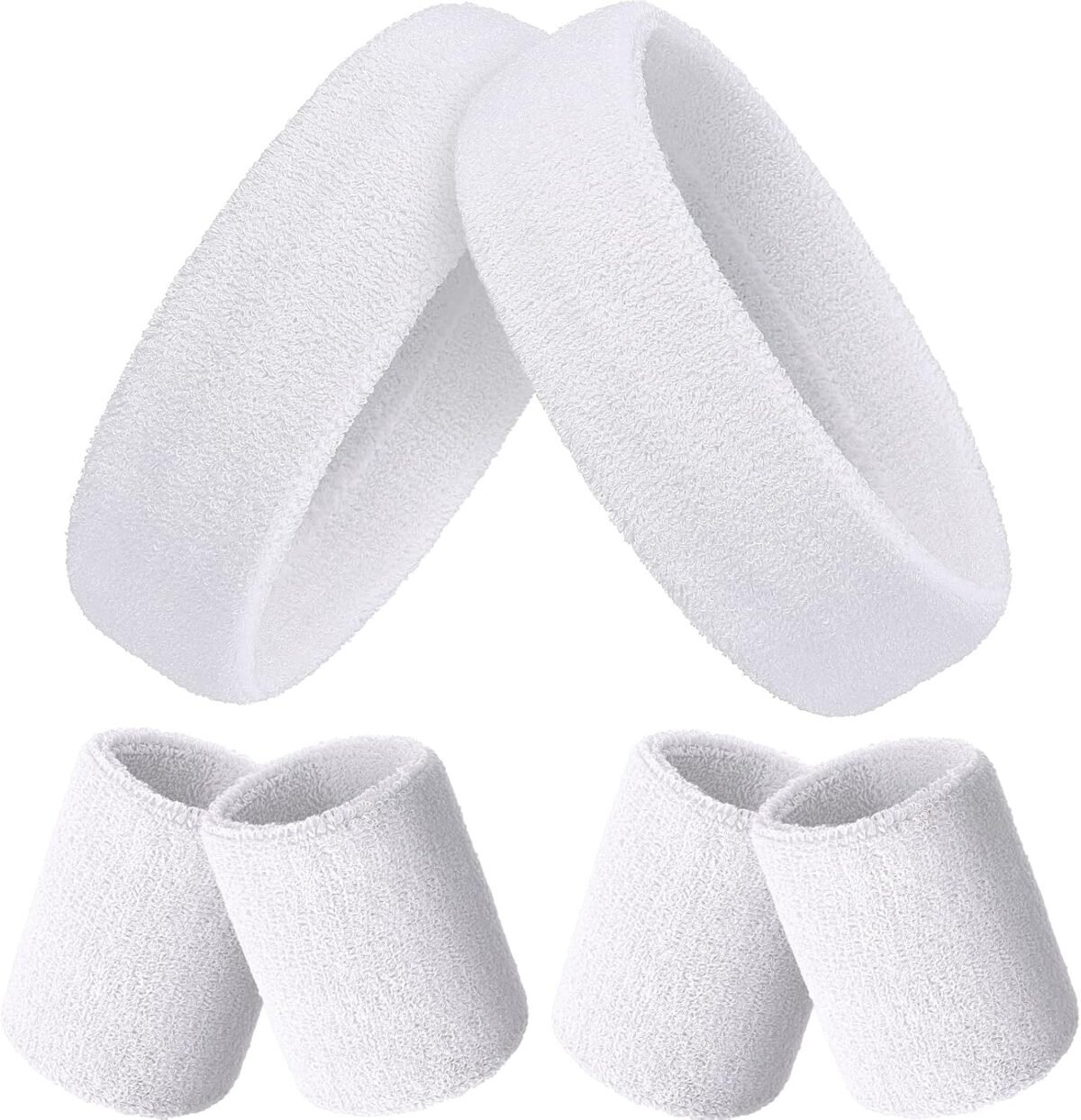 6 Pcs Neon Sports Sweatbands Set Paris Sports Competitions Sweatbands 2 Headband 4 Wristbands Breathable Terry Cloth Athletic Bands for Basketball Tennis Costumes Cosplay - Image 1