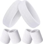 6 Pcs Neon Sports Sweatbands Set Paris Sports Competitions Sweatbands 2 Headband 4 Wristbands Breathable Terry Cloth Athletic Bands for Basketball Tennis Costumes Cosplay