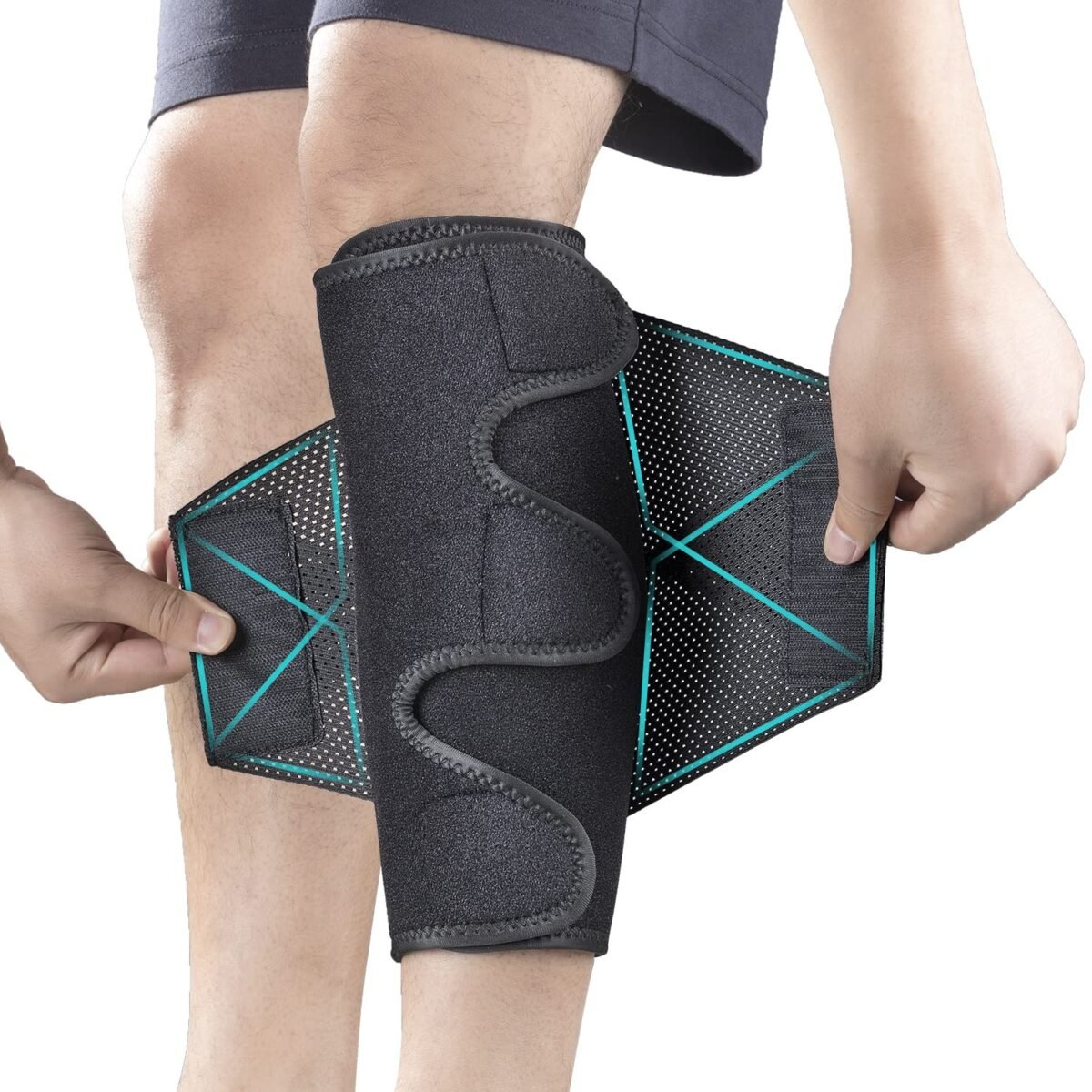Calf Brace Leg Compression Sleeves for Men & Women, Shin Splints for Calf Muscle Wrap, Diamond-shaped Elastic Band for Pressure, fit Swelling, Varicose Vein Pain Relief, Running, Hiking, Fitness -L/XL - Image 1