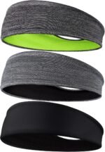 Men's Headbands, 3-Pack Head Band for Men, Sport Sweatbands for Running Fitness Yoga Cycling, Sweat Wicking Non Slip