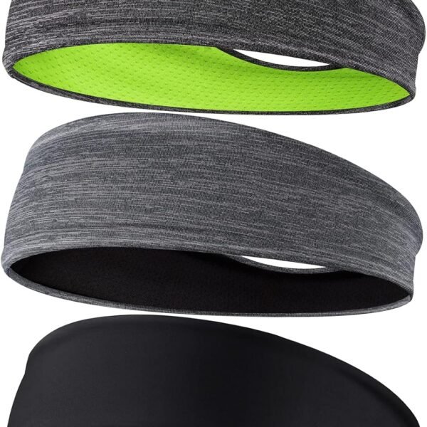 Men's Headbands, 3-Pack Head Band for Men, Sport Sweatbands for Running Fitness Yoga Cycling, Sweat Wicking Non Slip