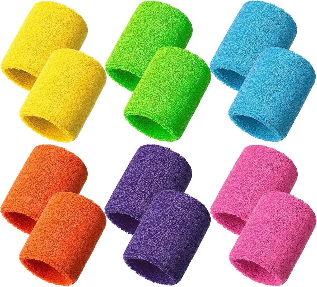12 Pcs Neon Sweatbands Wristband Sweat Wrist Band Competitions Absorbent Sweatbands for Men Women, for Sports, Running - Image 1