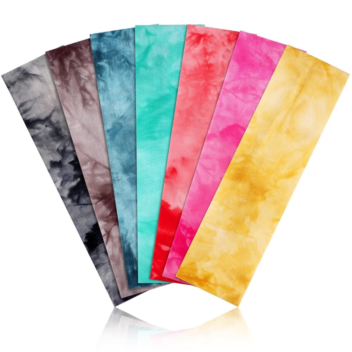 Headbands for Women, Stretchy Non Slip Soft Cotton Cloth Hair Bands for Sports, Workout, Yoga and Running, 7pcs (Tie-Dye-A) - Image 1