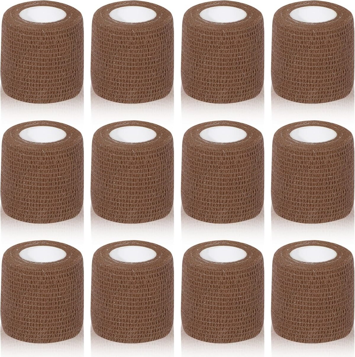 Self Adhesive Bandage Wrap,  2” x 5 Yards Cohesive Bandage Wrap Breathable Sports Athletic Wrap for Sports Wrist Skin Ankle (Brown, 12 Pack) - Image 1