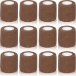 Self Adhesive Bandage Wrap,  2” x 5 Yards Cohesive Bandage Wrap Breathable Sports Athletic Wrap for Sports Wrist Skin Ankle (Brown, 12 Pack)